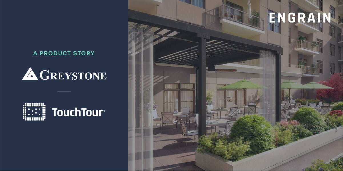 Thumbnail for Engrain Touch Tour Greystone product story with image of beautiful outdoor seating area.